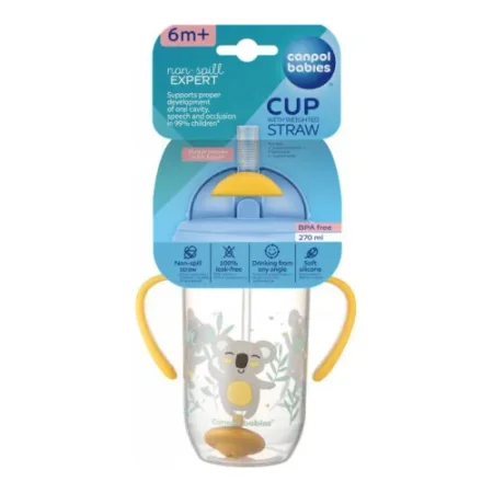 canpol 56/606 cana anti-varsare cu tub din silicon si greutate "exotic animals" 270 ml. (6m+)