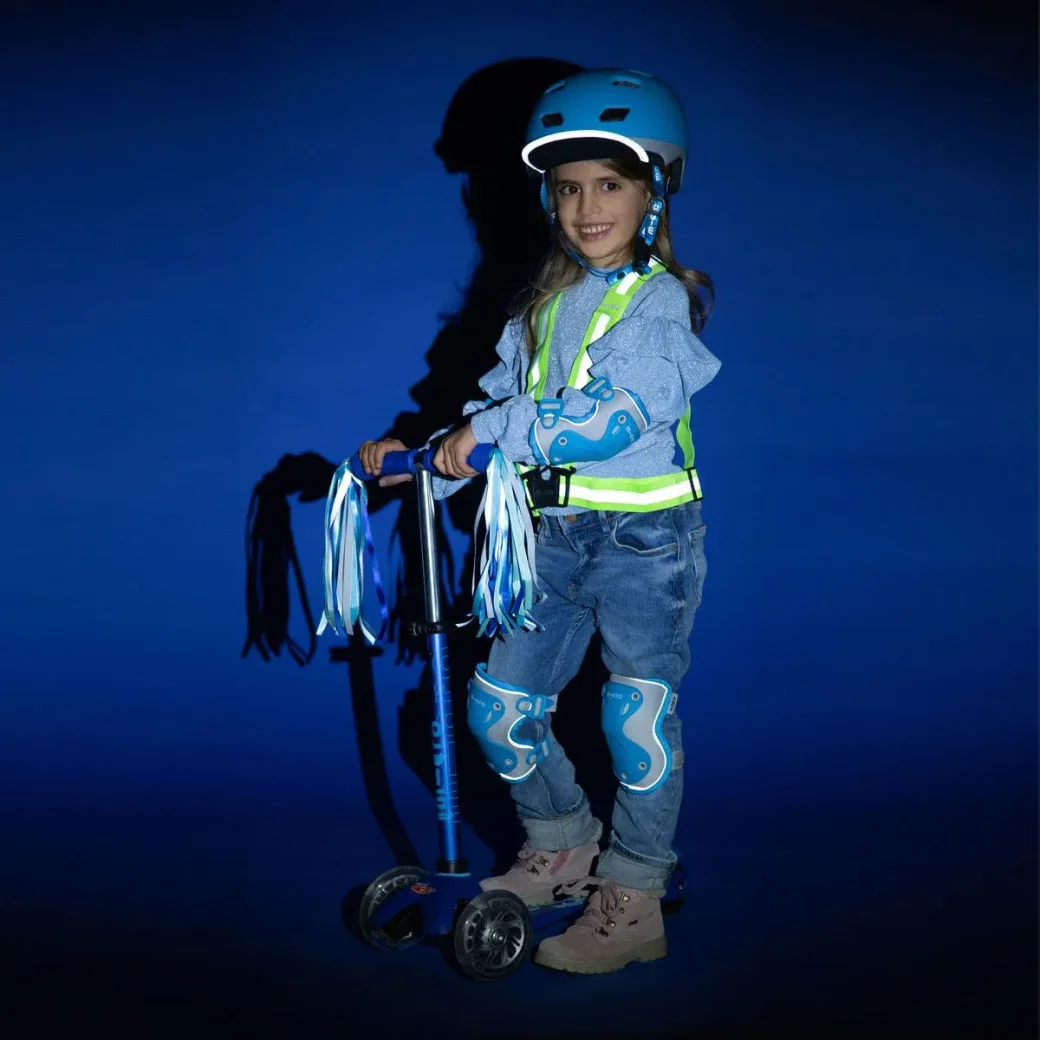 Set de protectii pentru genunchi si coate Micro reflective Blue S foto