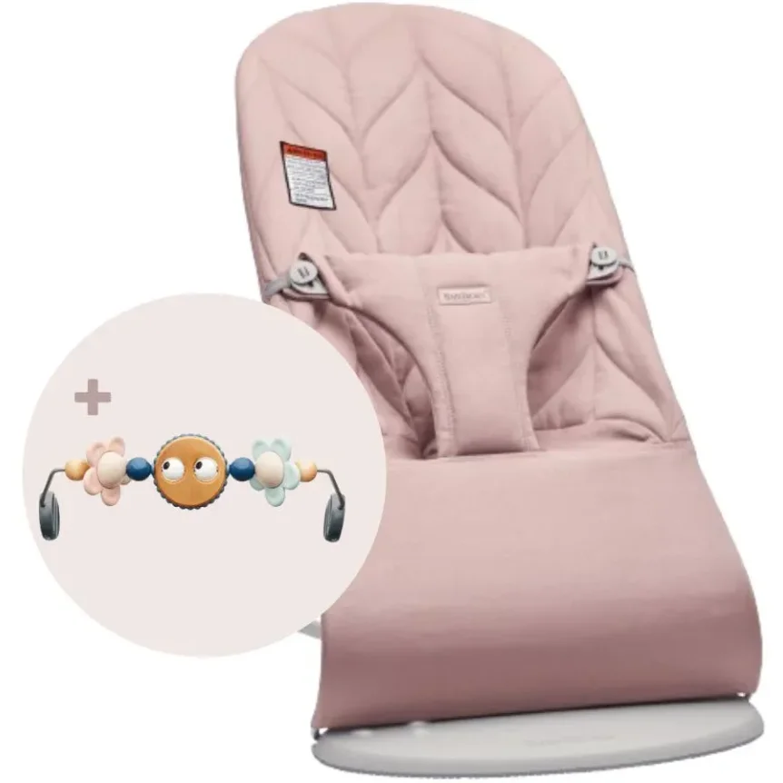 Кресло-шезлонг BabyBjorn Bliss Dusty Pink, хлопок с развивающий игрушкой foto