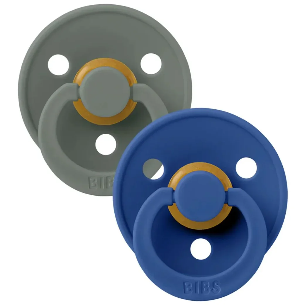 Set 2 suzete rotunde din latex BIBS Colour Pine/Cornflower (0-6 luni) foto