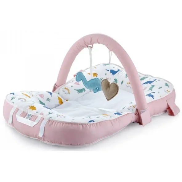 Saltea multifunctionala BabyJem Sit and Play Roz cu bara de jucarii foto