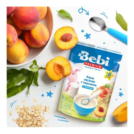 bebi premium Каша молочная овсяная с персиком (6 м+) 200 гр.