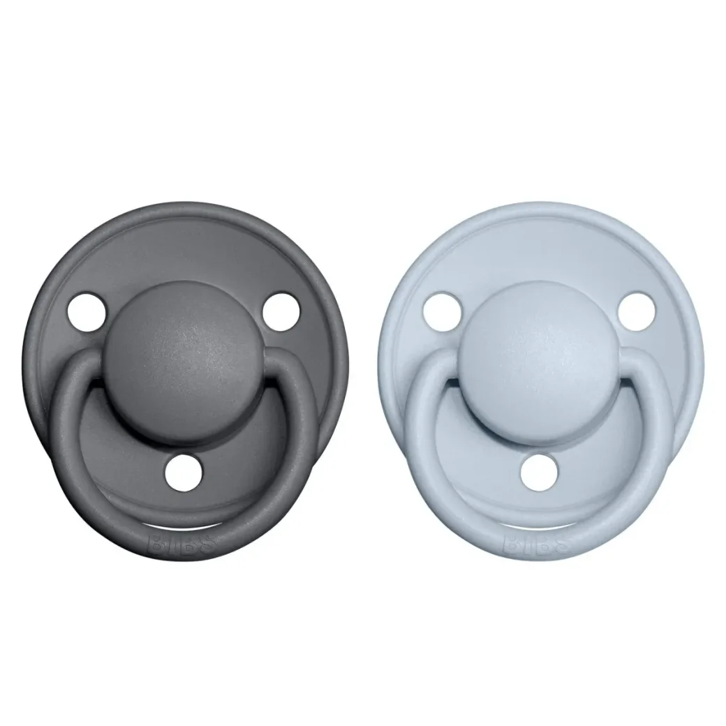 Набор из 2 круглых латексных пустышек BIBS De Lux Iron/Baby Blue (0-6 мес.) foto