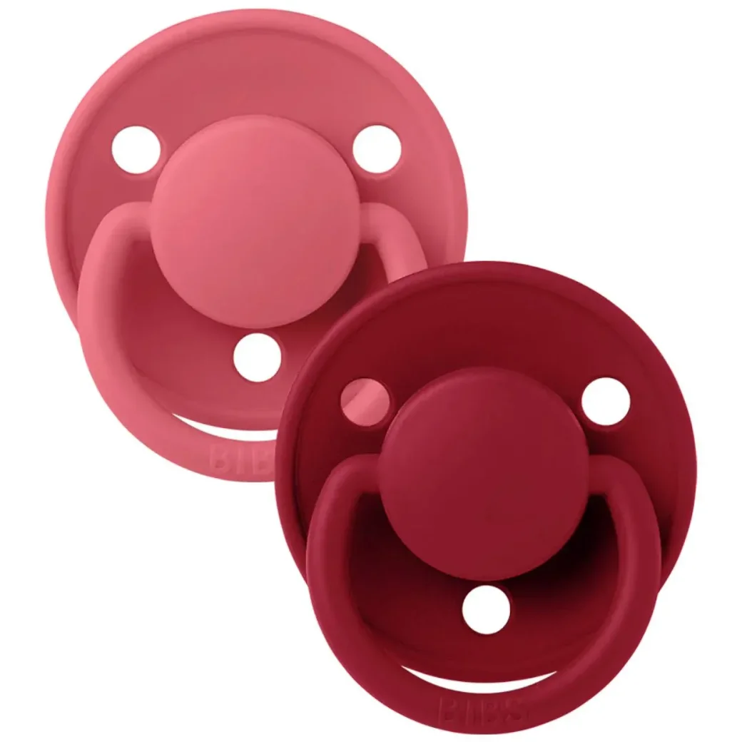 Набор из 2 круглых латексных пустышек BIBS De Lux Coral/Ruby (6-18 мес.) foto