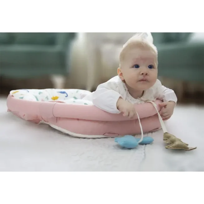 Saltea multifunctionala BabyJem Sit and Play Roz cu bara de jucarii foto