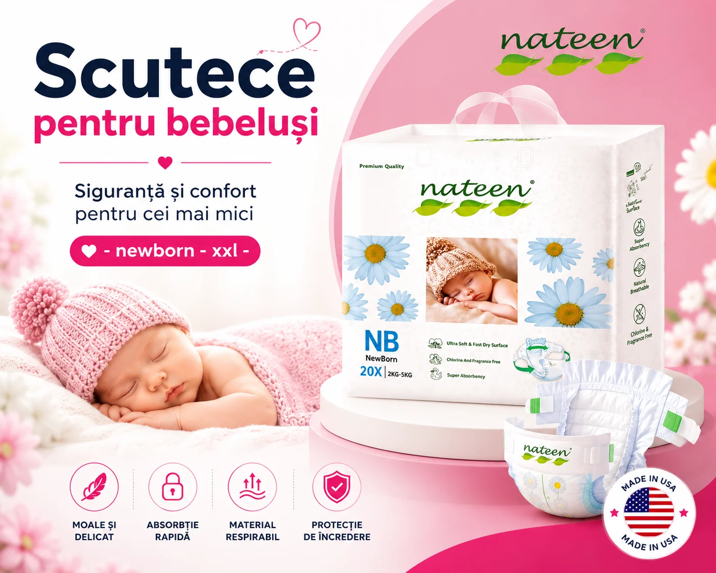 Scutece pentru bebeluși Nateen