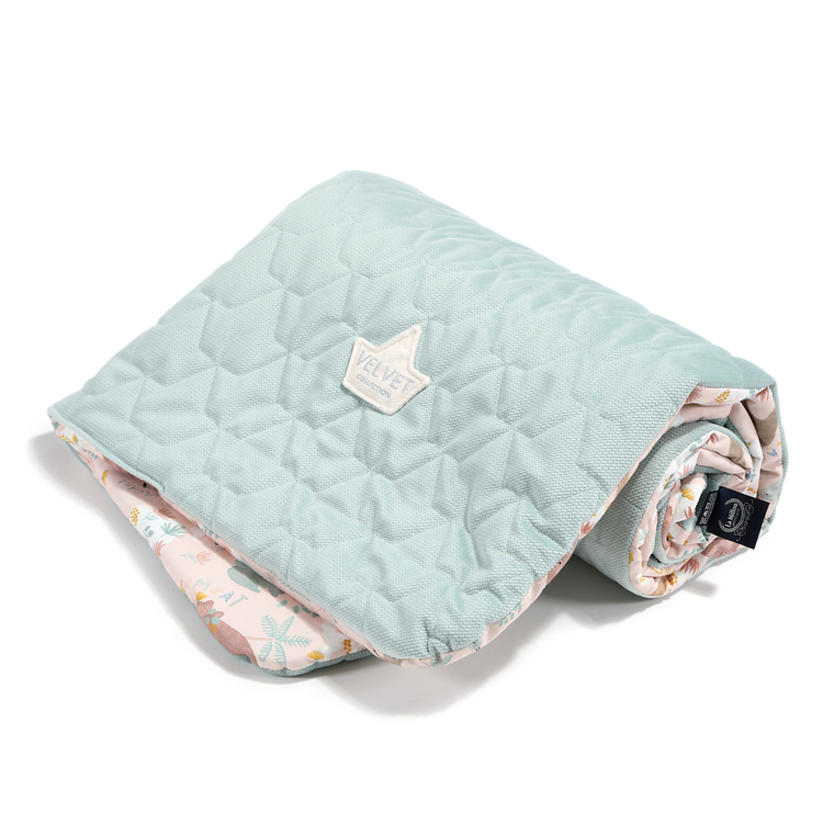 Plapuma medie 80×100 bumbac+velvet Dundee & Friends Pink / Smoke Mint